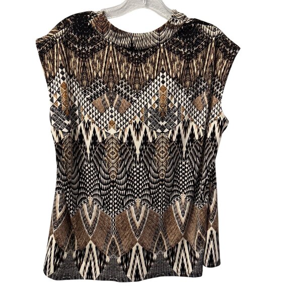Jones Studio Geometric Print Cowl Neck Sleeveless Top Sz 1X Blouse - Picture 8 of 11